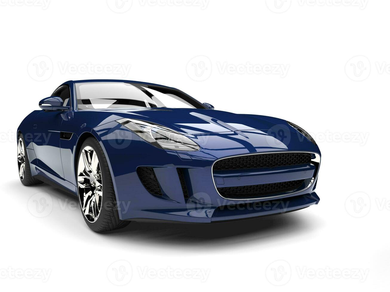 Deep dark blue fast luxury sports car - front closeup shot photo