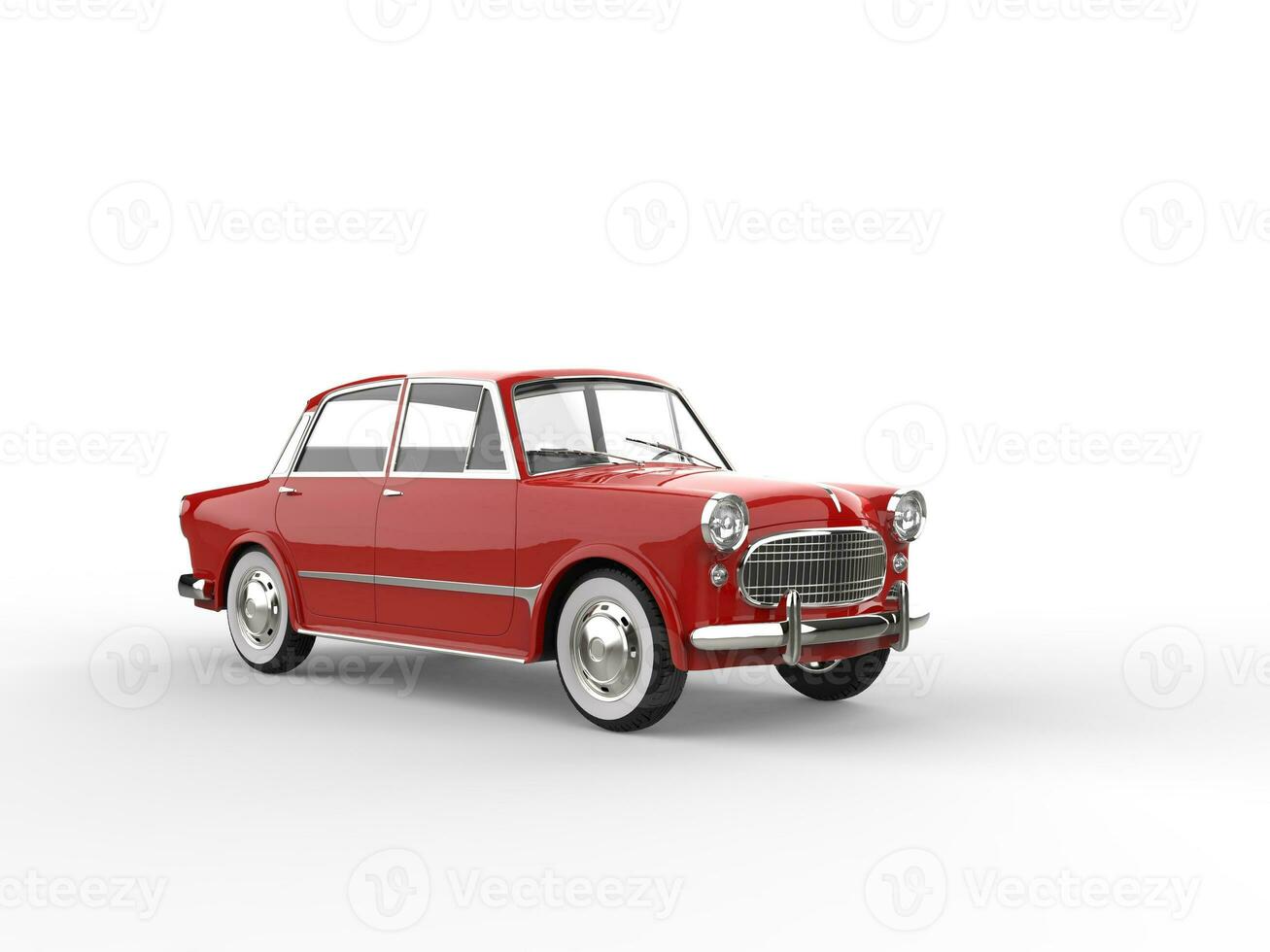 Compact red vintage car - restored to mint condition photo