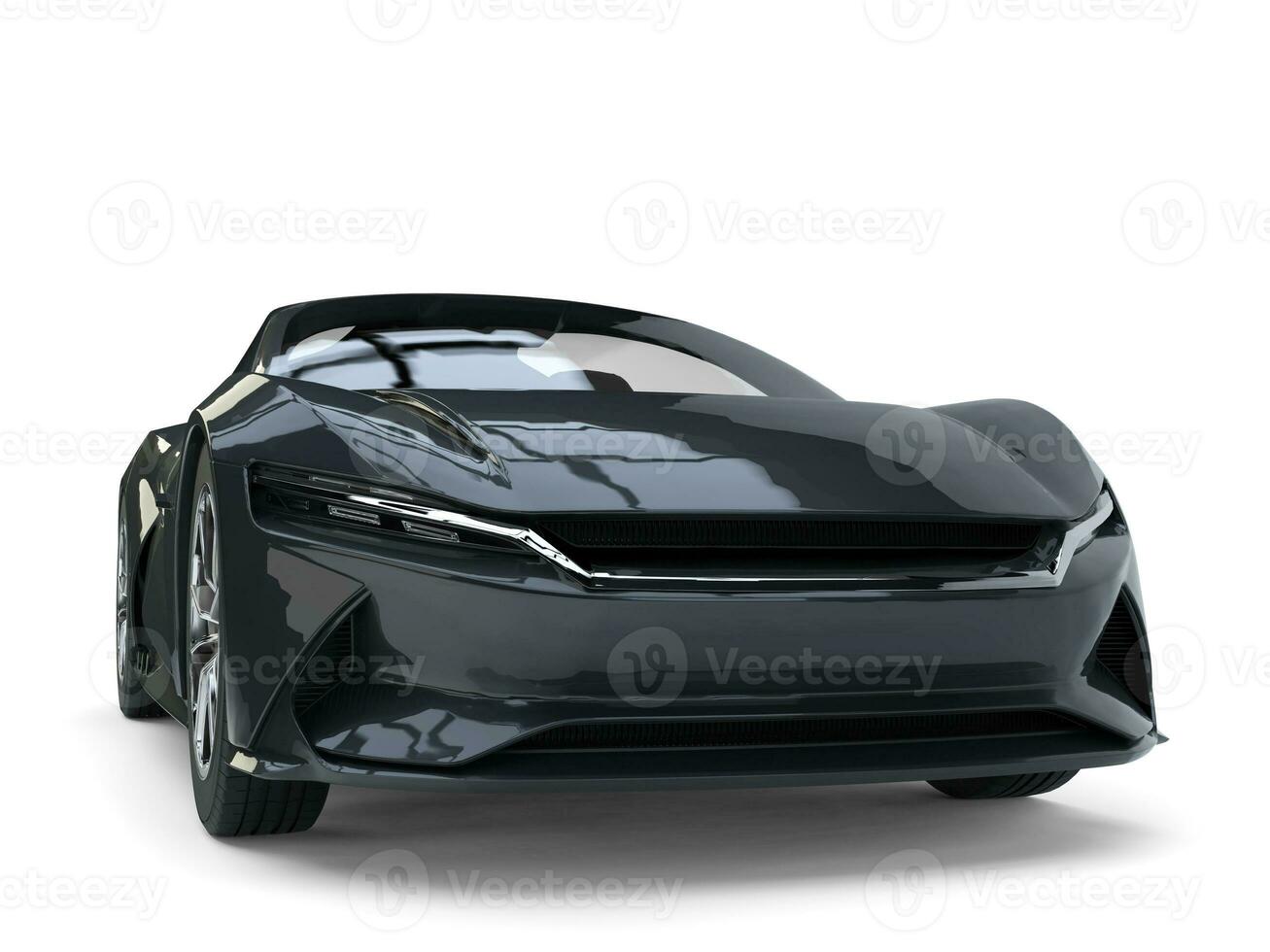 Modern black electric luxury fast car - closeup shot photo
