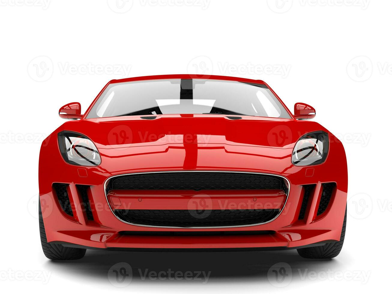 Rage red modern fast sports car - front view closeup shot photo