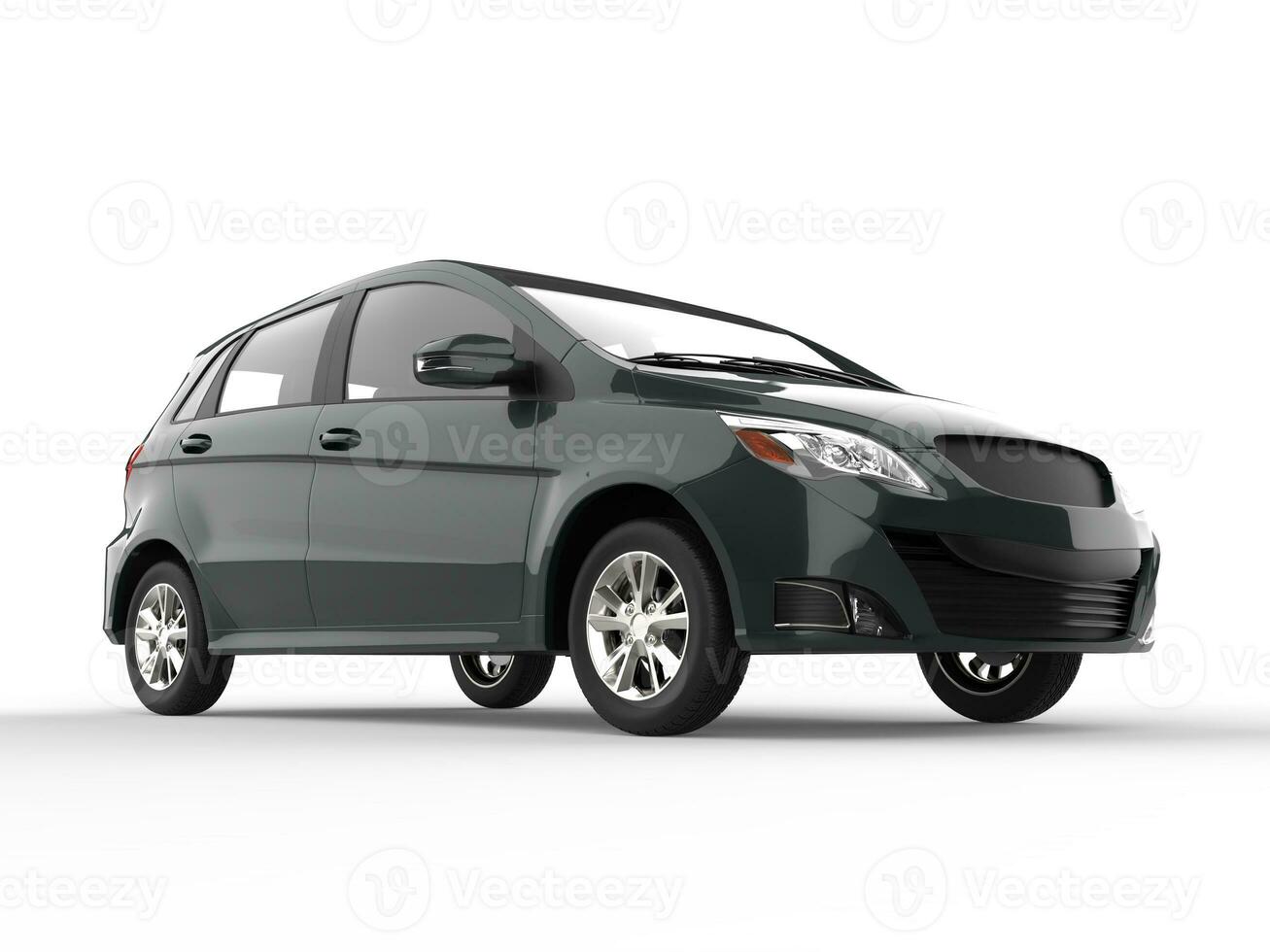 negro moderno genérico compacto pequeño coche - bajo ángulo Disparo - 3d ilustración foto