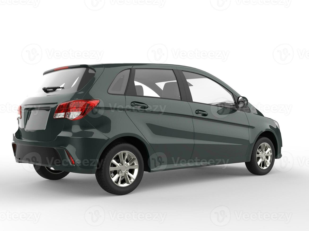 Black modern generic compact small car - side view - 3D Illustration photo