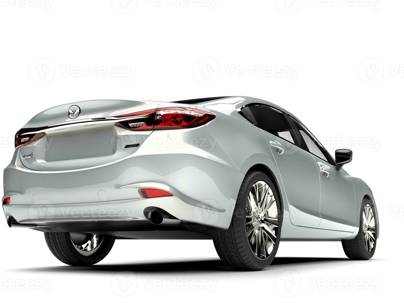 Silver Mazda 6 2018 - 2021 model - back view closeup shot - 3D Illustration - isolated on white background photo
