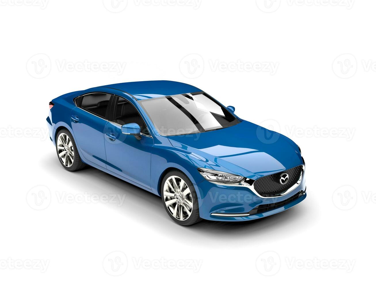 Blue Mazda 6 2018 - 2021 model - top down angle - 3D Illustration - isolated on white background photo