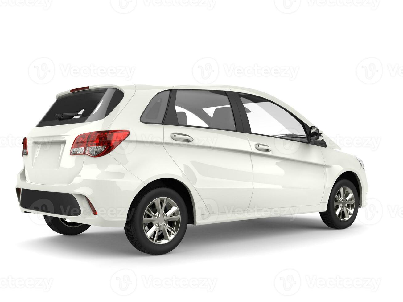 Clear white modern urban compact car - side view photo