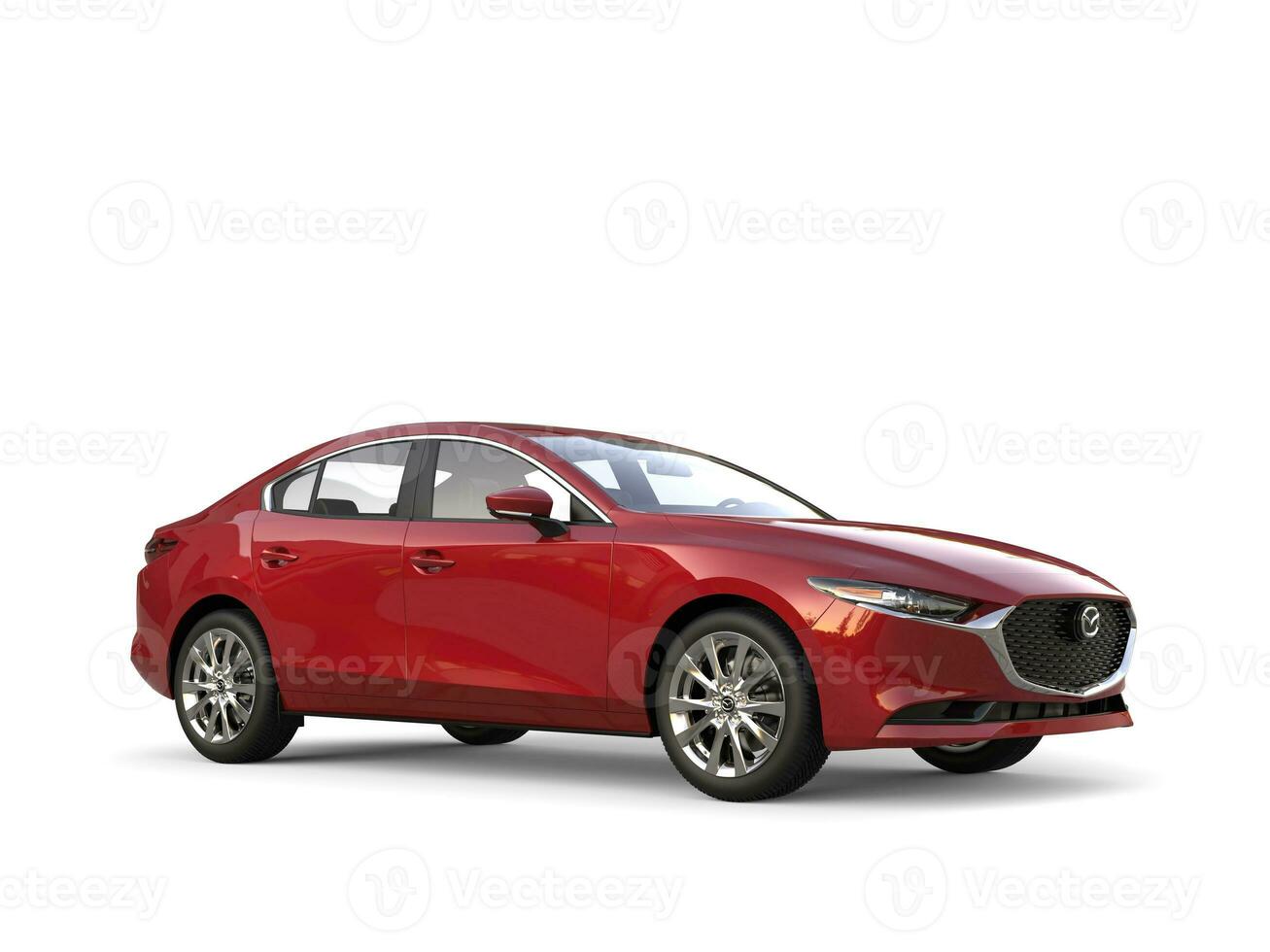 Metallic cherry red Mazda 3 2019 - 2022 model - 3D Illustration - isolated on white background photo