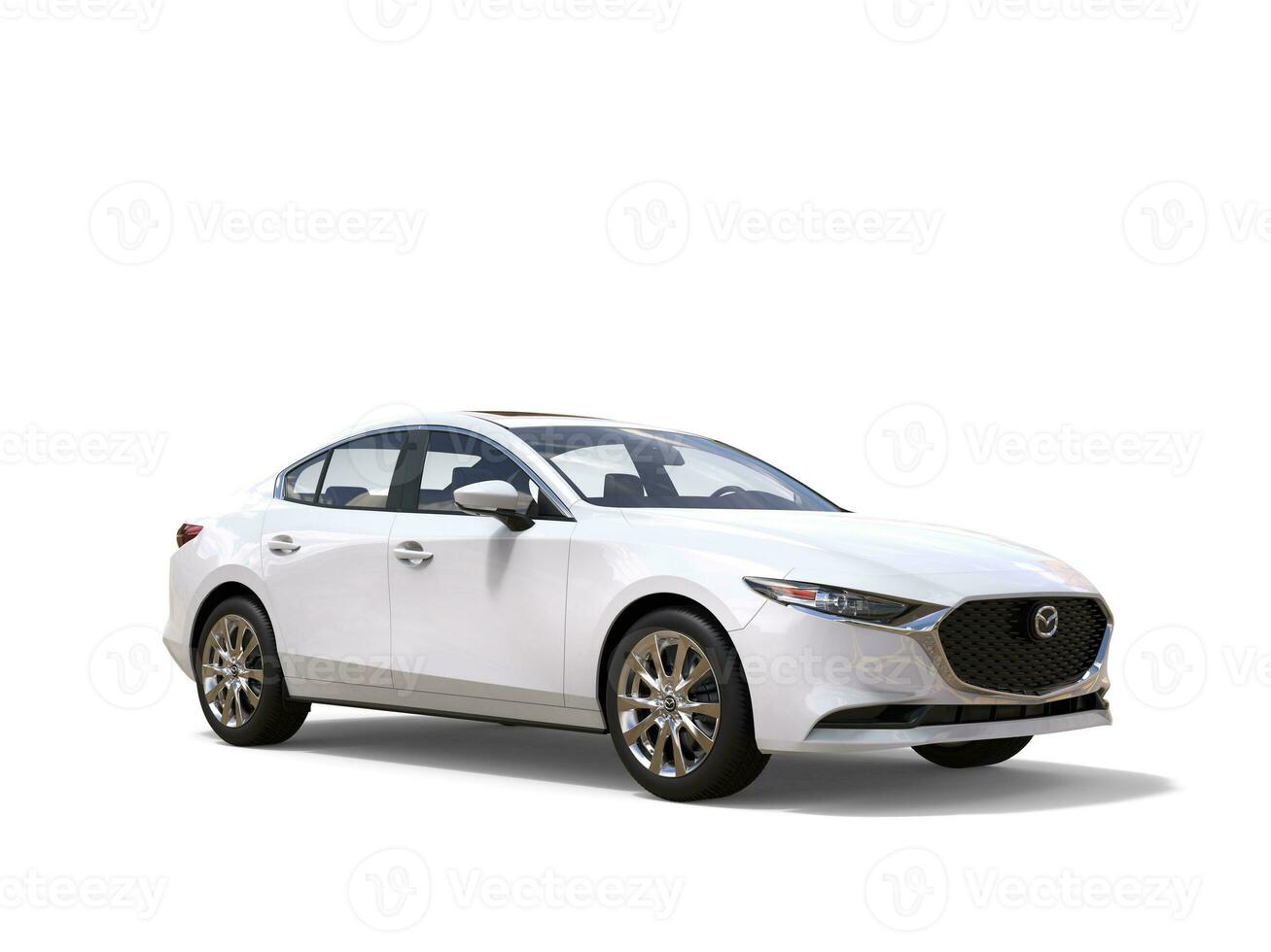Clear white Mazda 3 2019 - 2022 model - 3D Illustration - isolated on white background photo