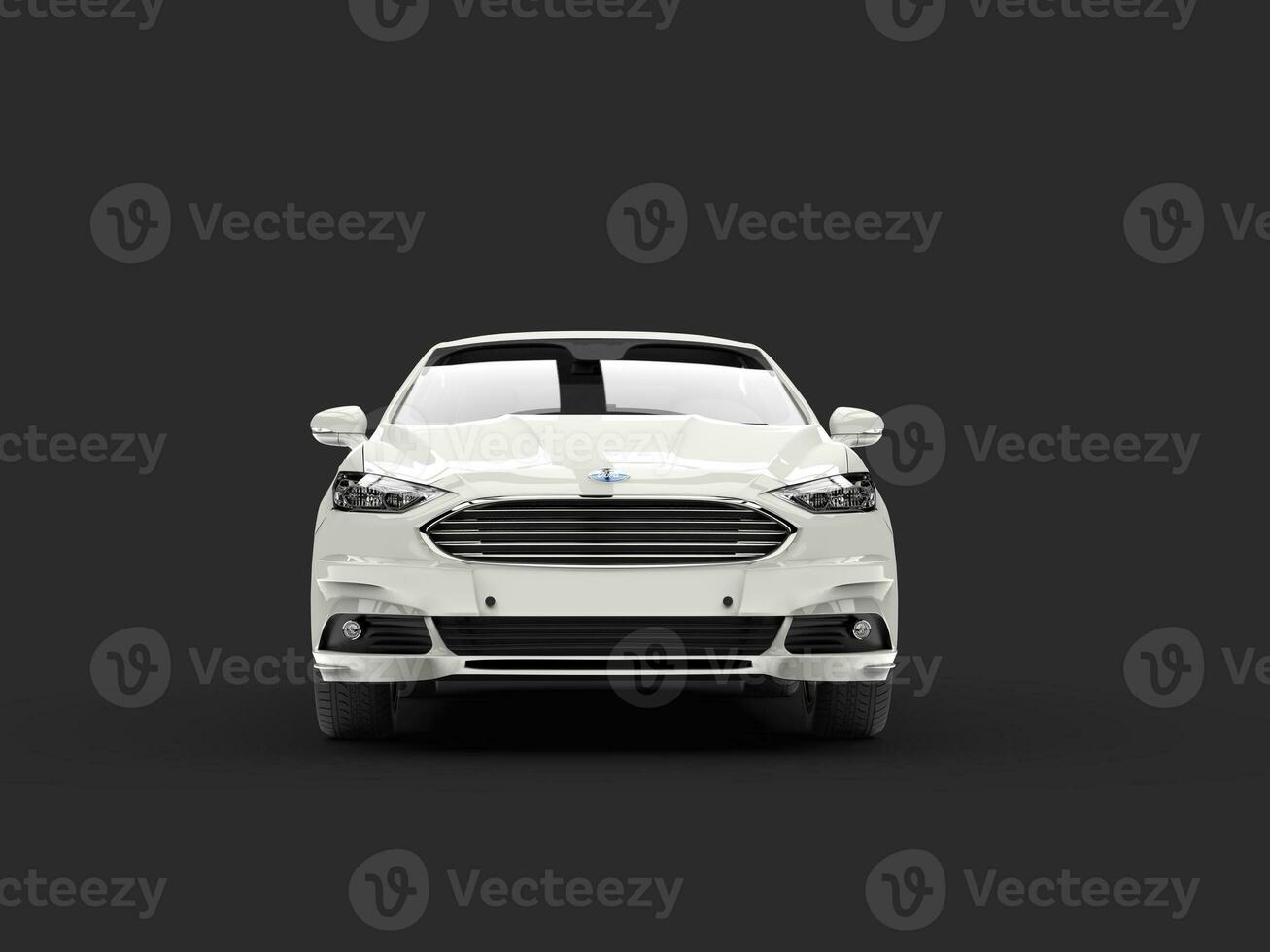 Clear white Ford Mondeo 2015 - 2018 model - front view - 3D Illustration - on gray background photo