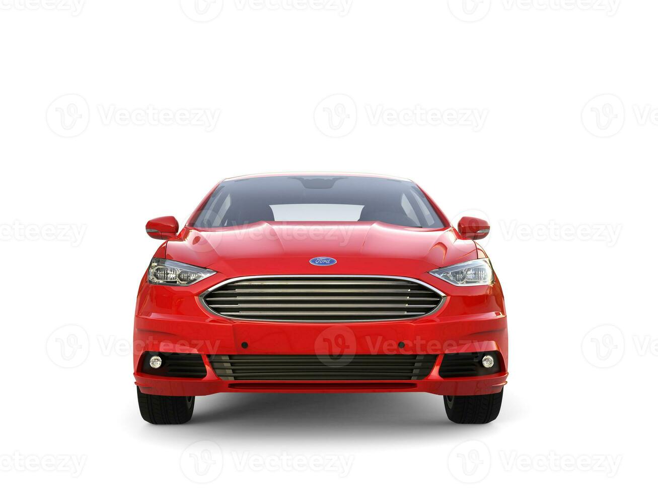 Fire red Ford Mondeo 2015 - 2018 model - front view - 3D Illustration - on white background photo