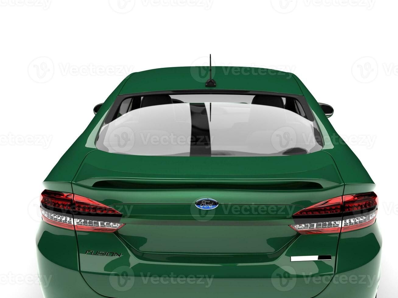 Dark green Ford Mondeo 2015 - 2018 model - back view - 3D Illustration - on white background photo