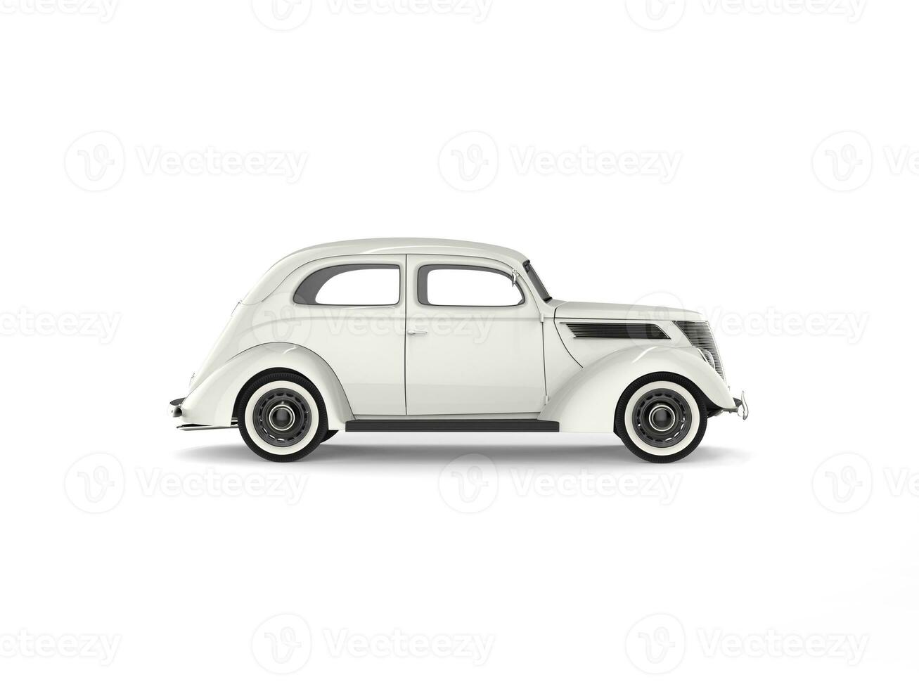 Clean white old vintage coupe car - side view photo