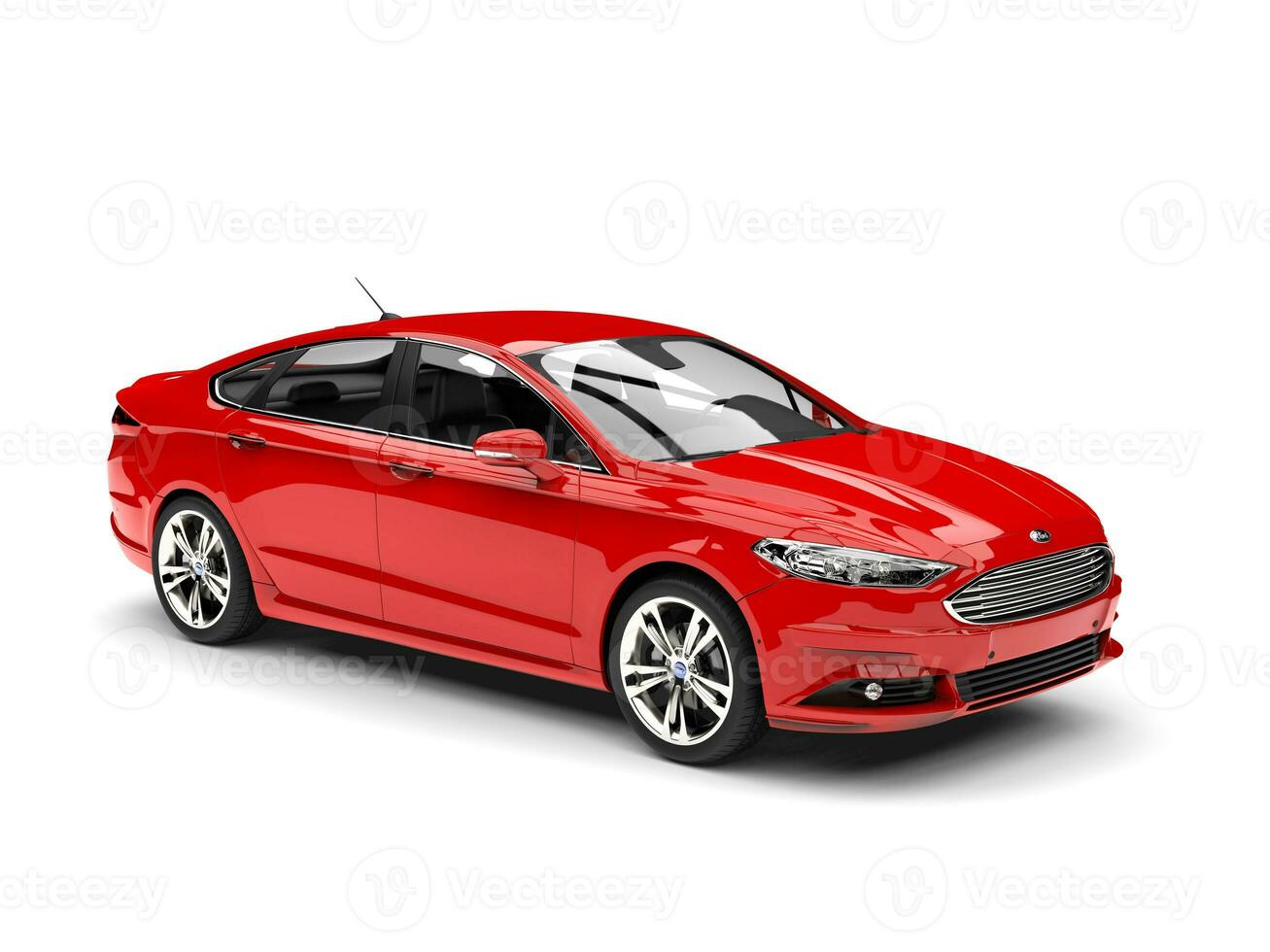 Fire red Ford Mondeo 2015 - 2018 model - beauty shot - 3D Illustration - on white background photo