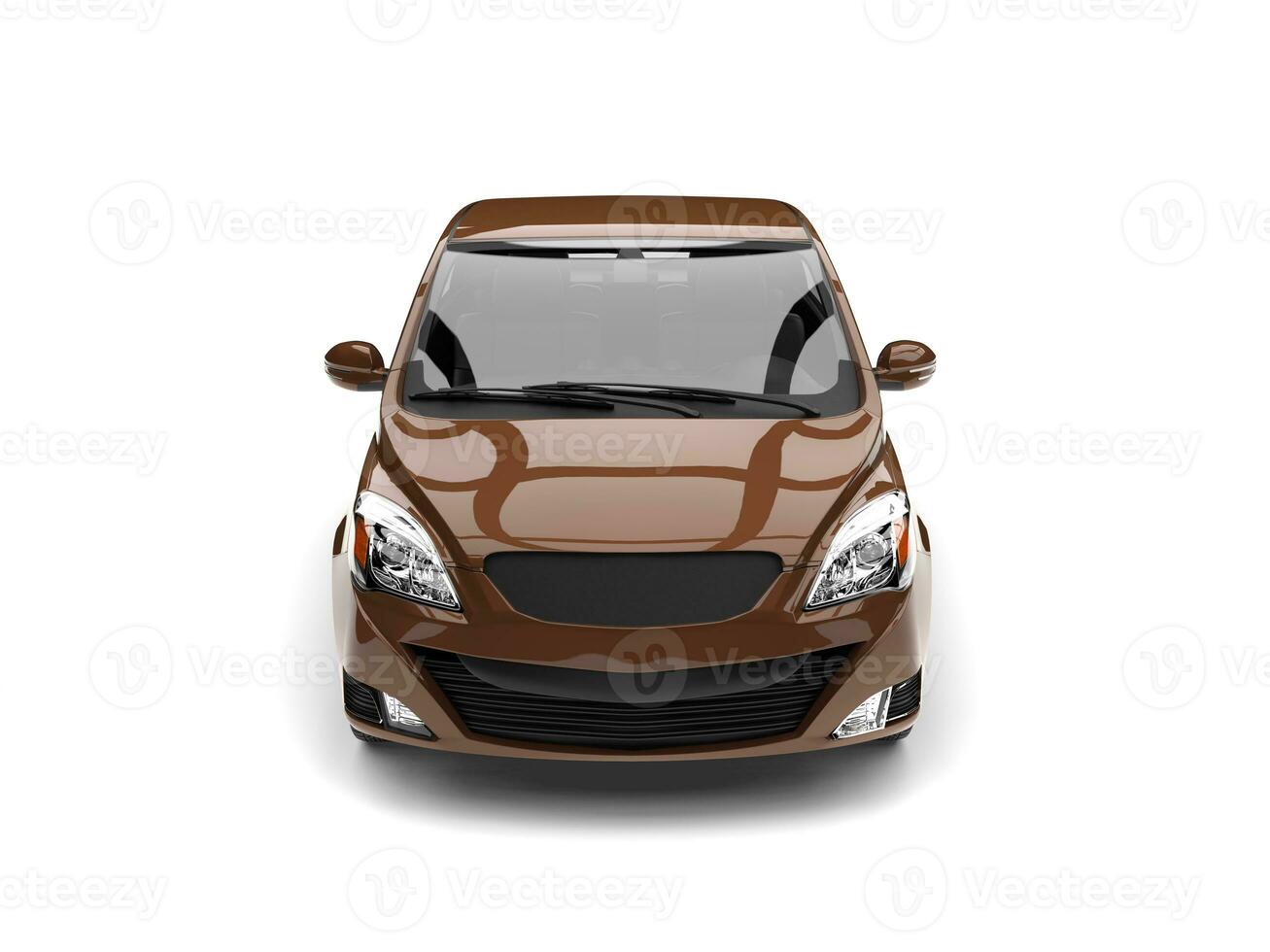 Light brown modern small compact car - front side view photo