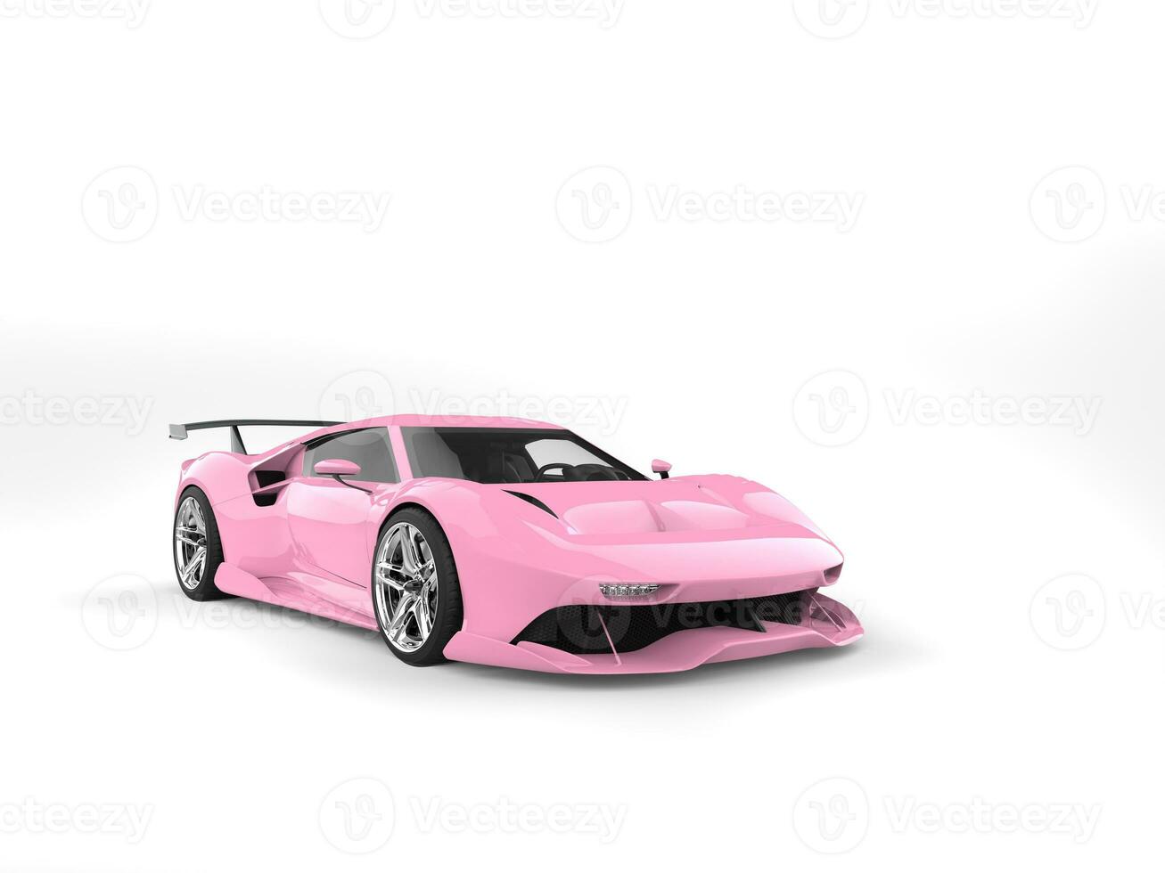 bonito rosado moderno lujo súper coche en blanco antecedentes foto