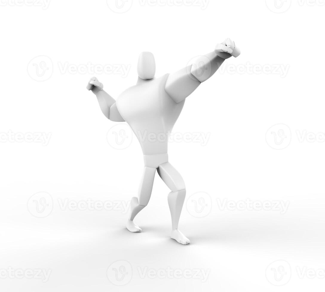 3D Athlete Power Posing - isolated on white background. photo