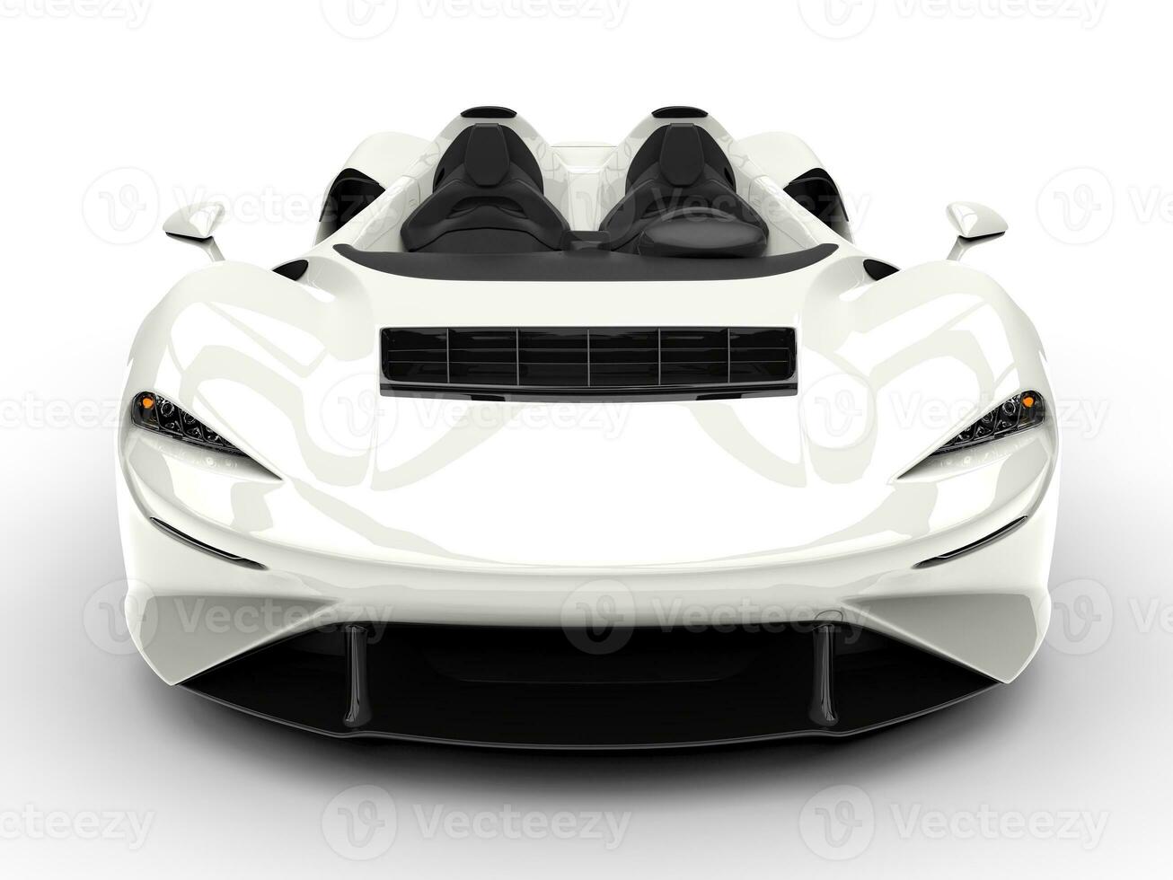 White modern luxury concept super car - convertible - front view closeup photo