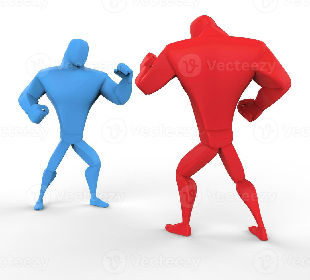 rojo y azul luchadores aislado en blanco antecedentes. foto