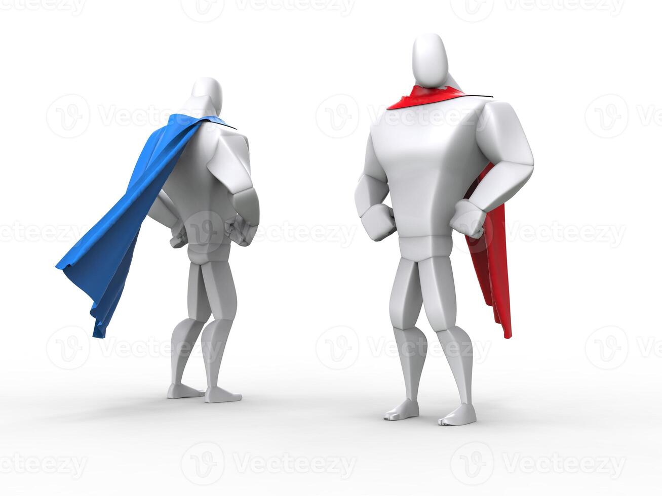 Superheroes with red and blue capes photo