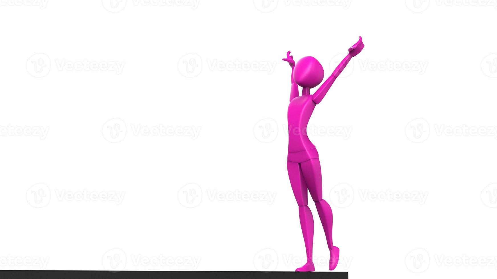 gimnasta - rosado atuendo - saludo posición - 3d ilustración foto