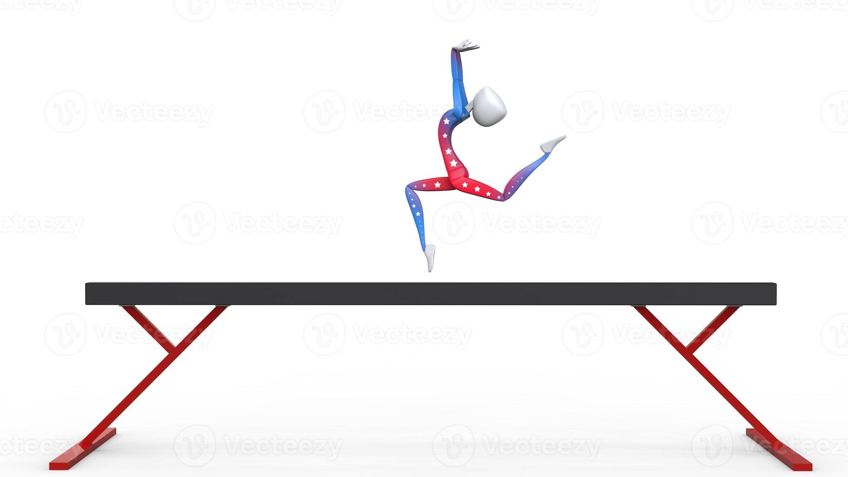 American gymnast performing a ring jump - 3D Illustration photo