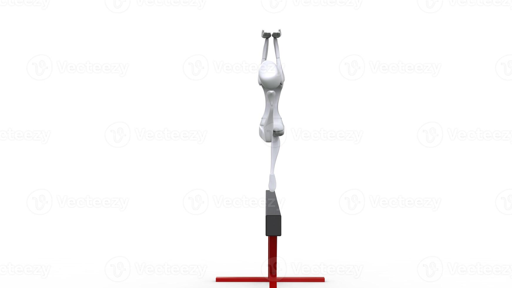 Balance beam gymnast - back view - 3D Illustration photo