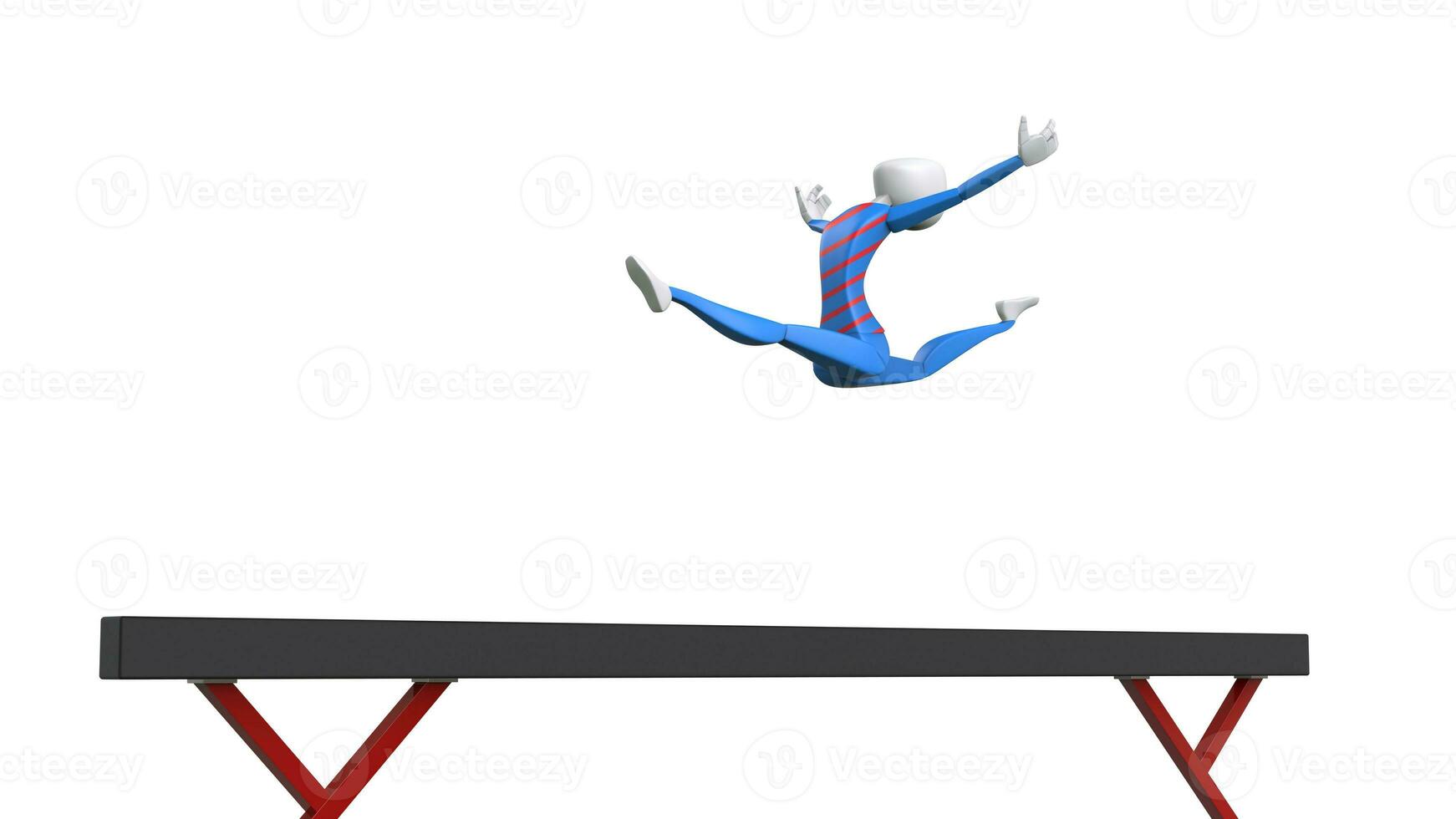 Split jump on a balance beam - 3D Illustration photo