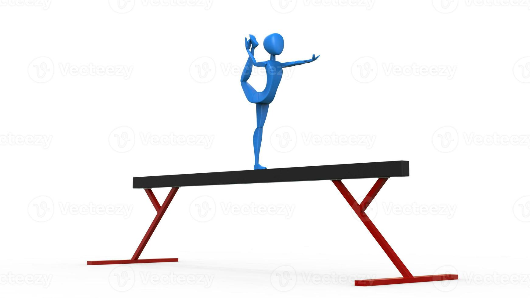 Balance beam gymnast - arabesque dance element - 3D Illustration photo