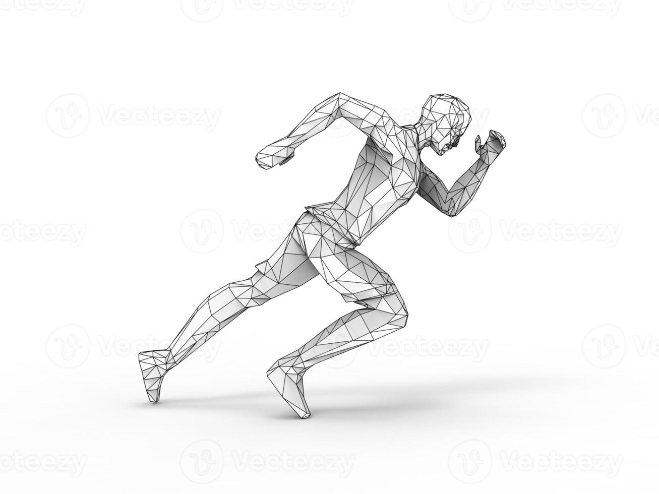 Sprint running man - wireframe low polygon effect photo