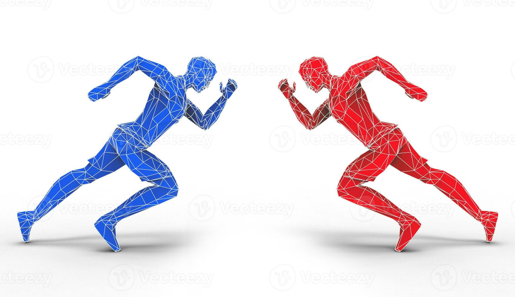 Red and blue running men photo