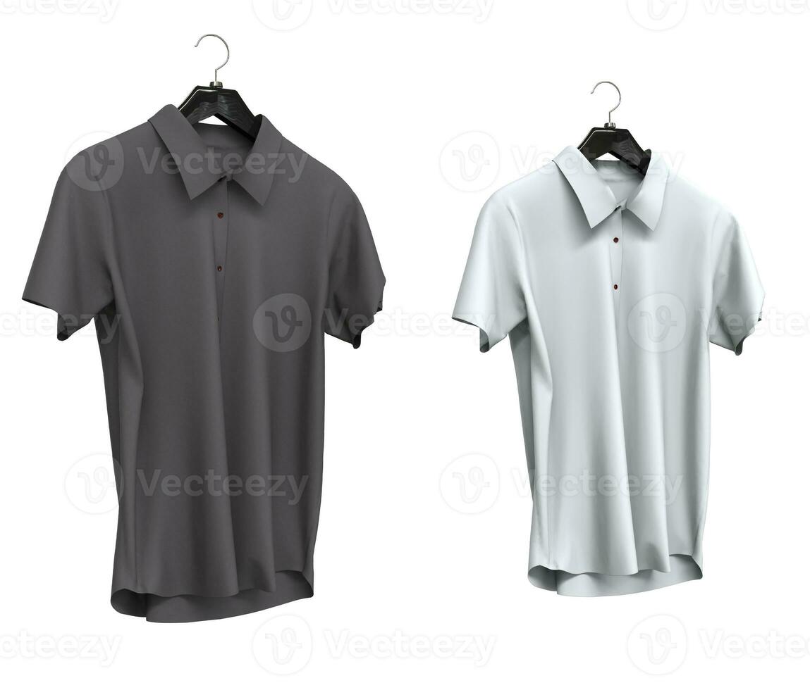 Grey and white short sleeve shirts isolated on white background. photo