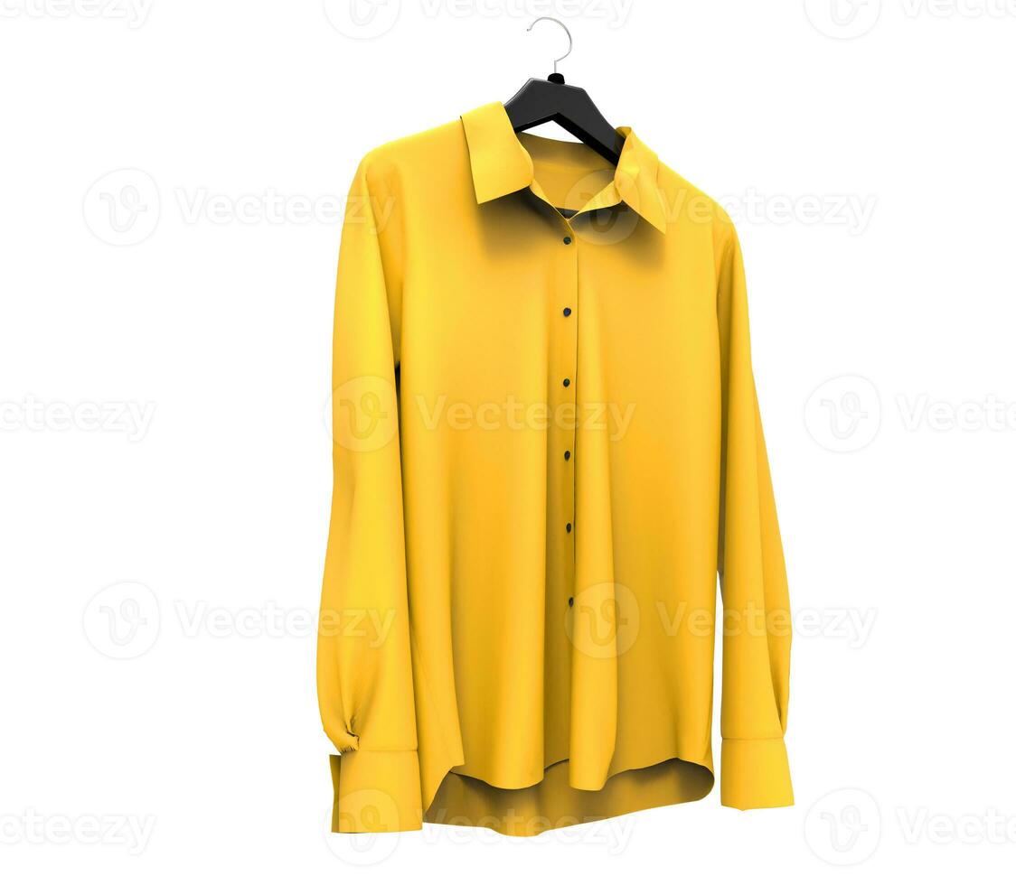 Yellow long sleeve shirt isolated on white background. photo