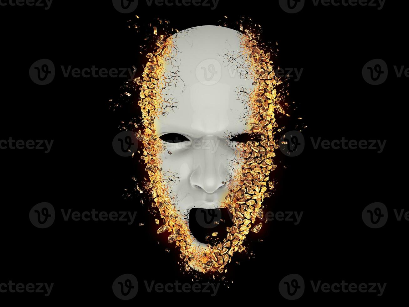 Uncanny white screaming face mask - 3D Illustration photo