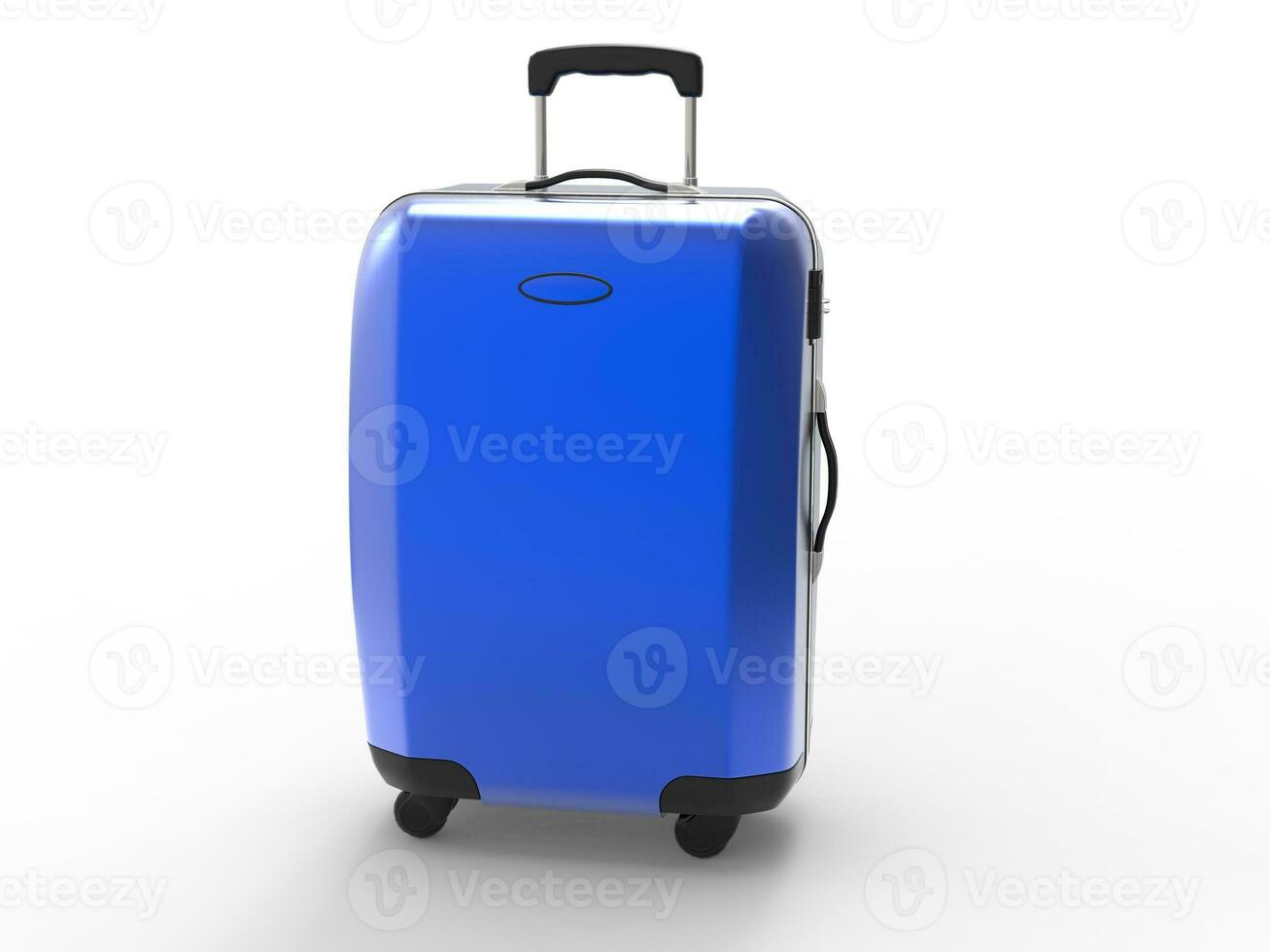 Metallic blue suitcase photo