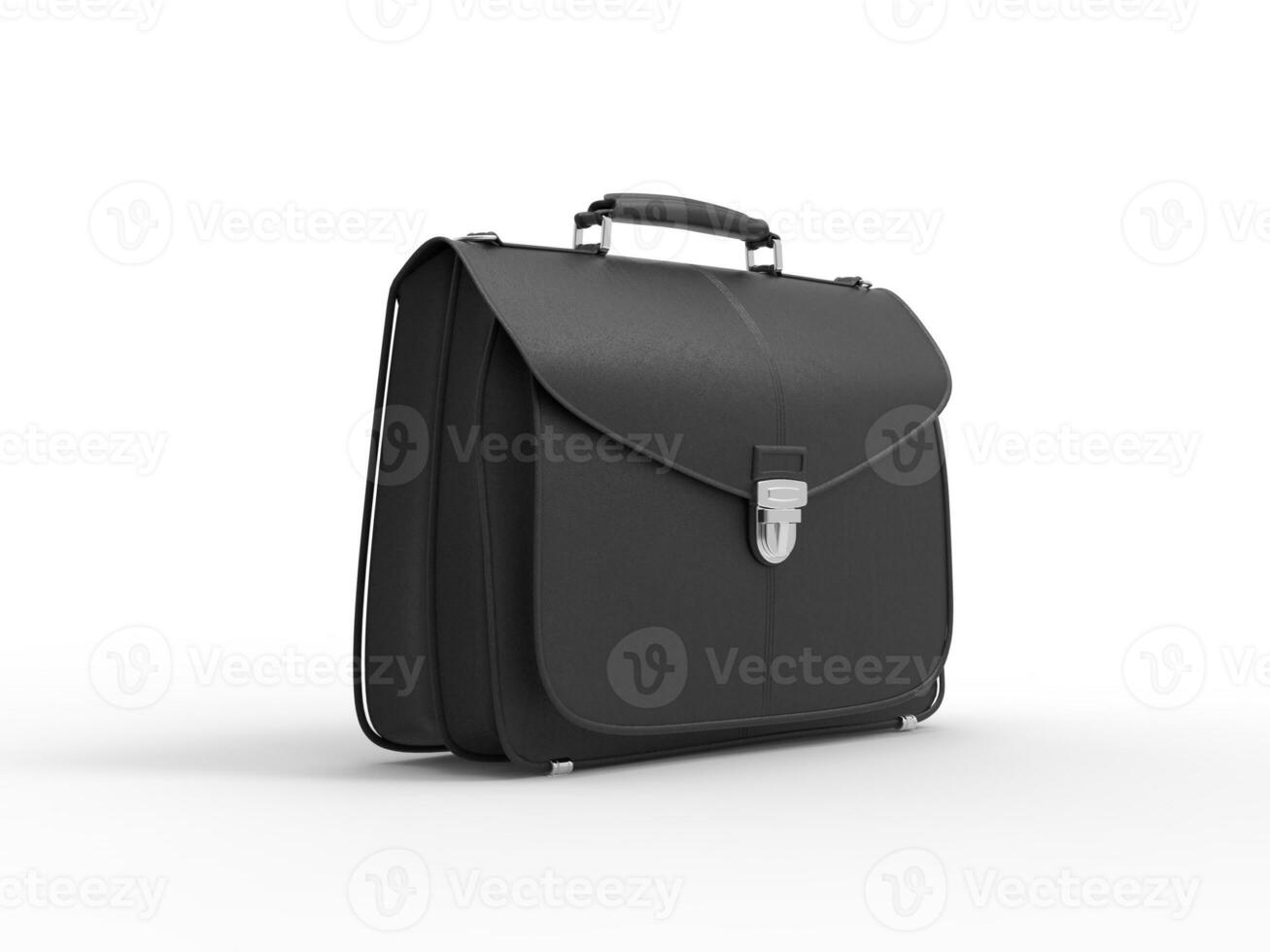 Classic black leather briefcase - side view photo