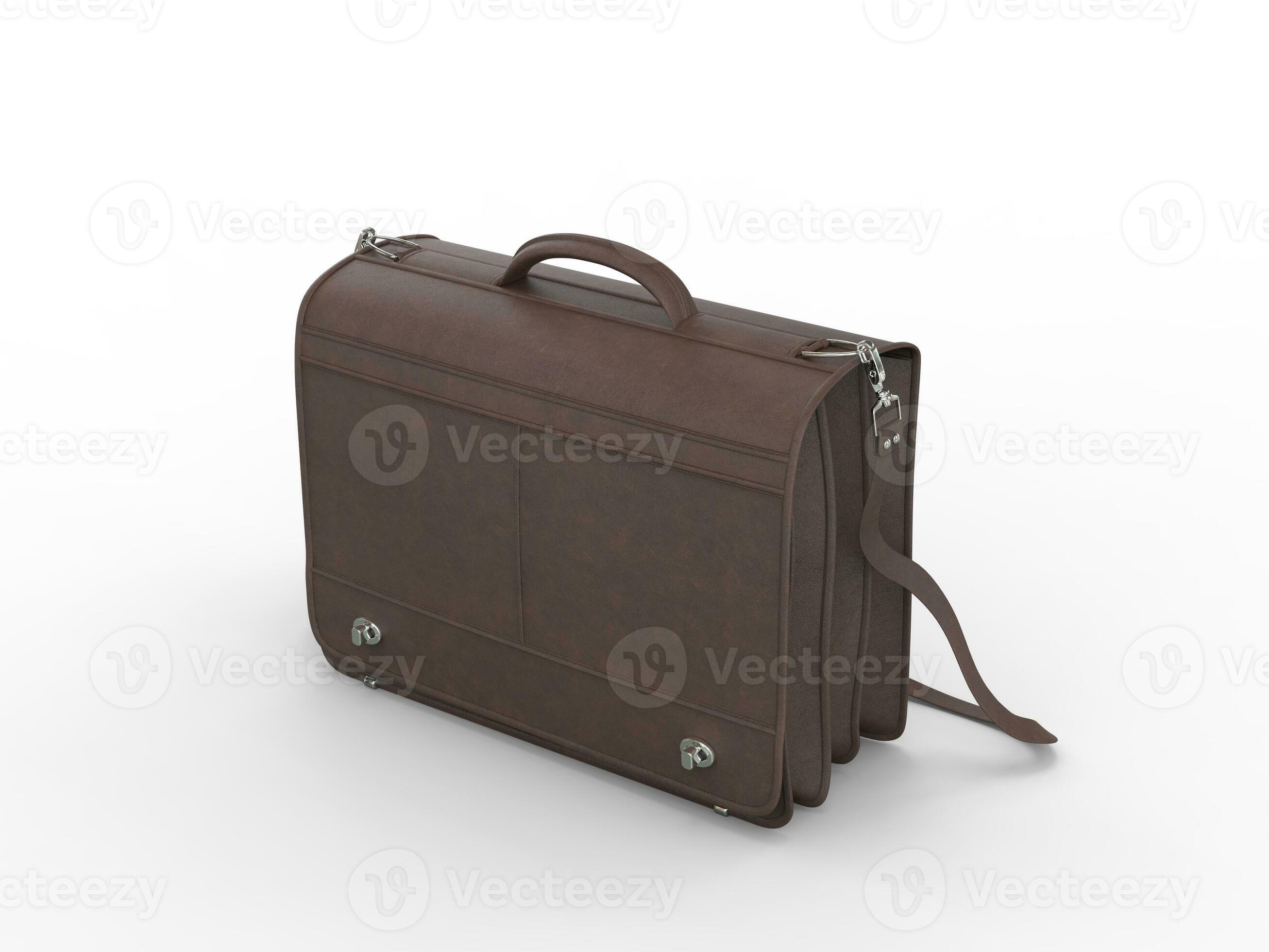 Classic brown leather briefcase back view 31200050 Stock Photo at
