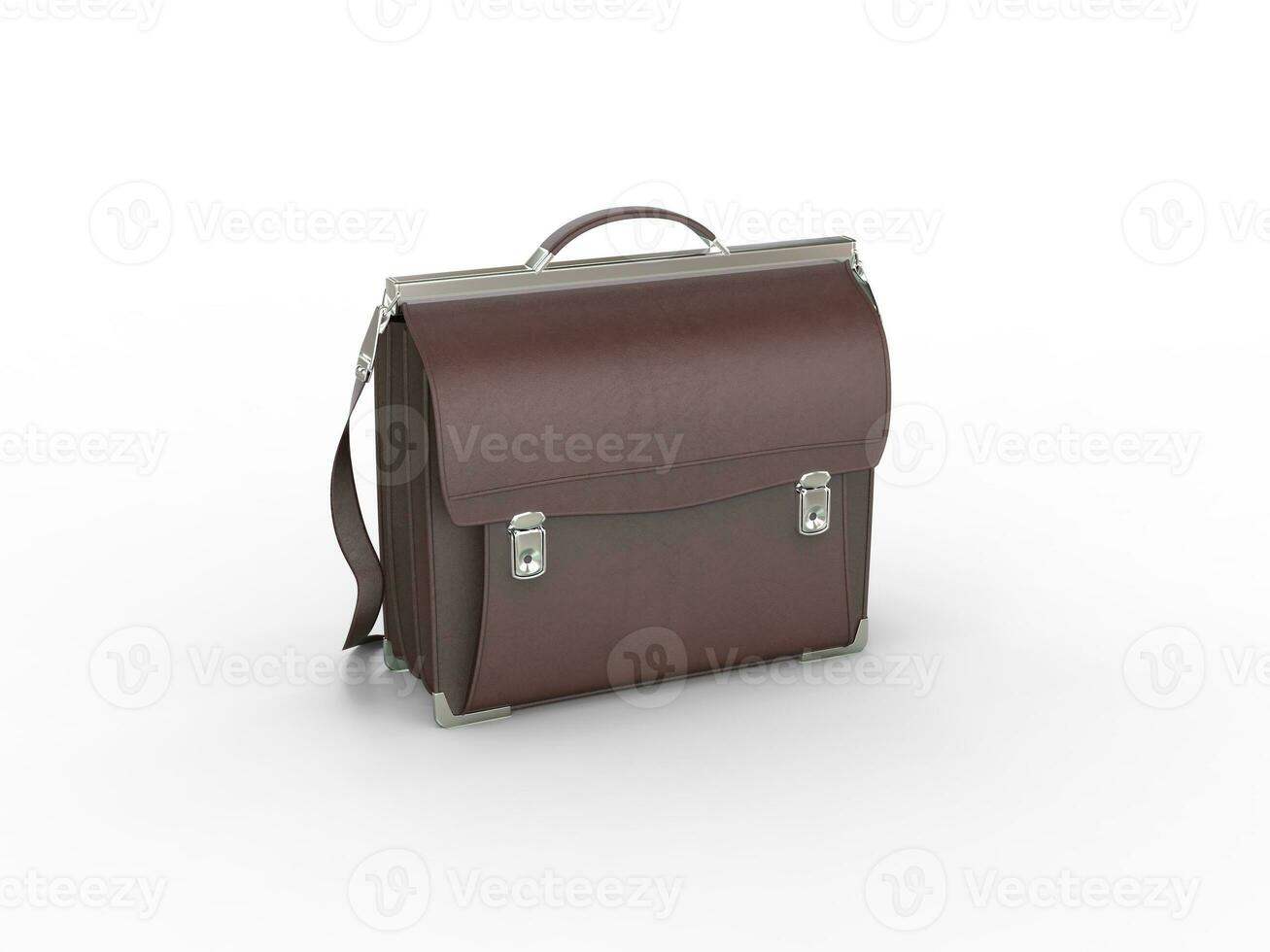 Brown briefcase - isolated on white background photo