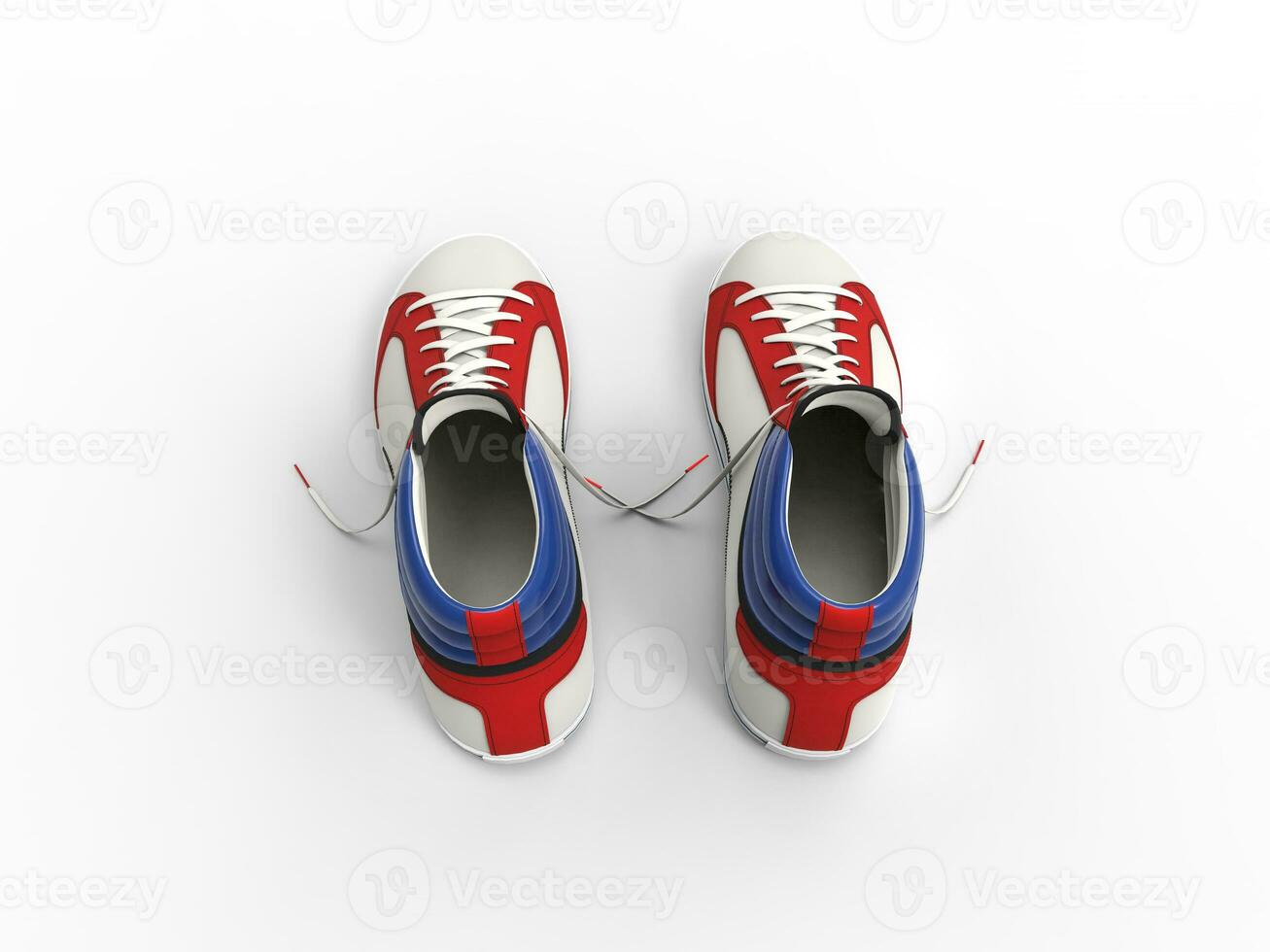Pair of stylish modern sneakers - top view - isolated on white background photo