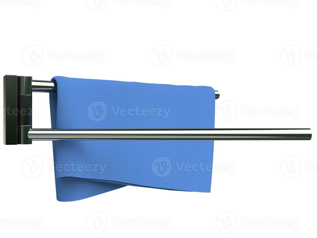 Blue cloth on a metal cloth rack photo