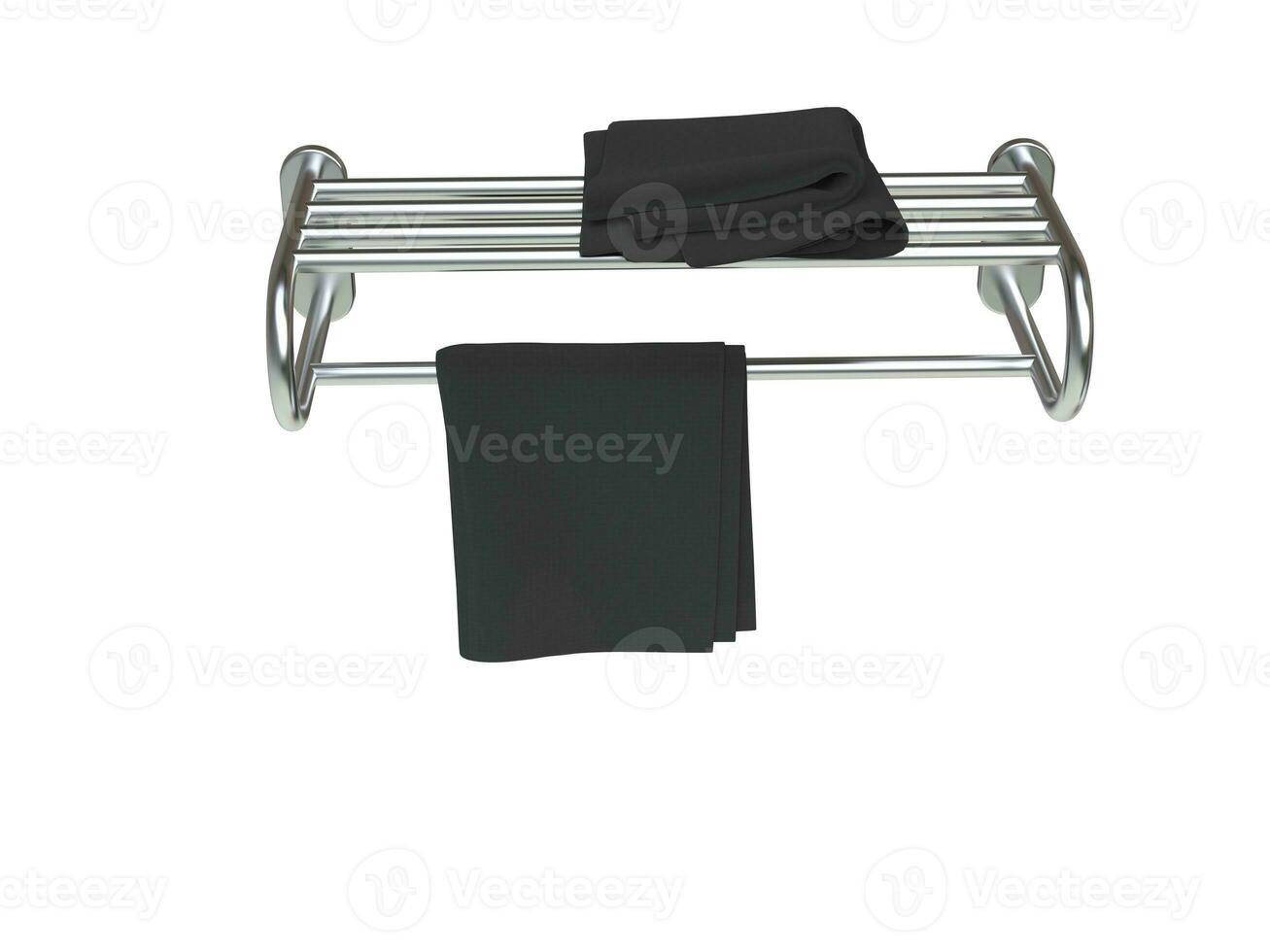 Black towels on a towel rack photo