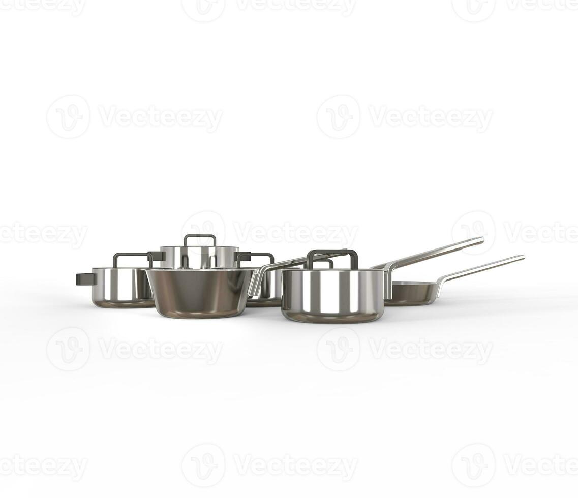 Set of pots and pans - side view photo