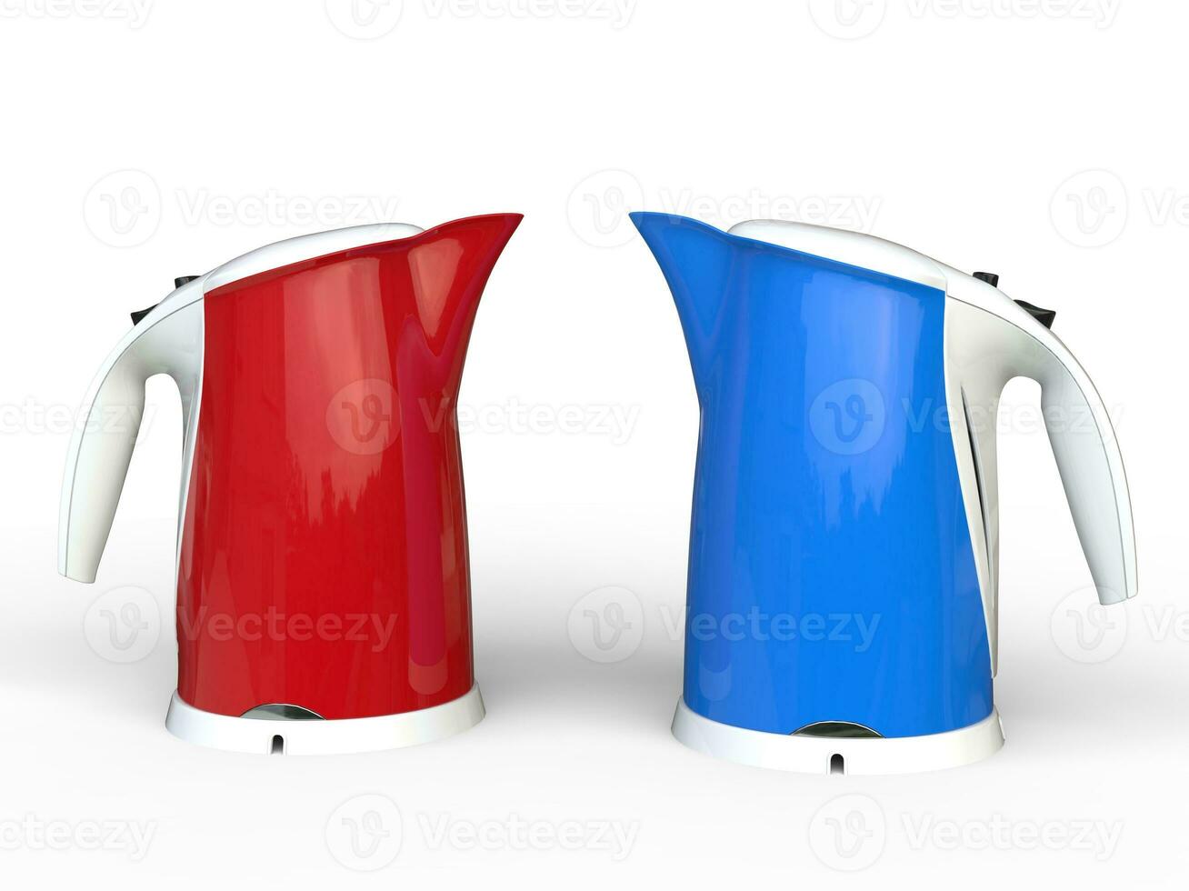 Red and blue modern kettles photo