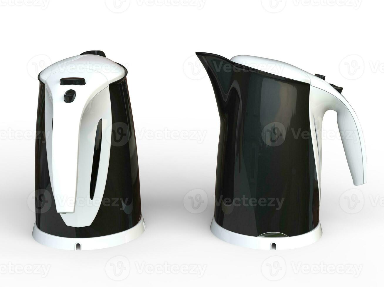 Two Black Kettles with white hand grips photo