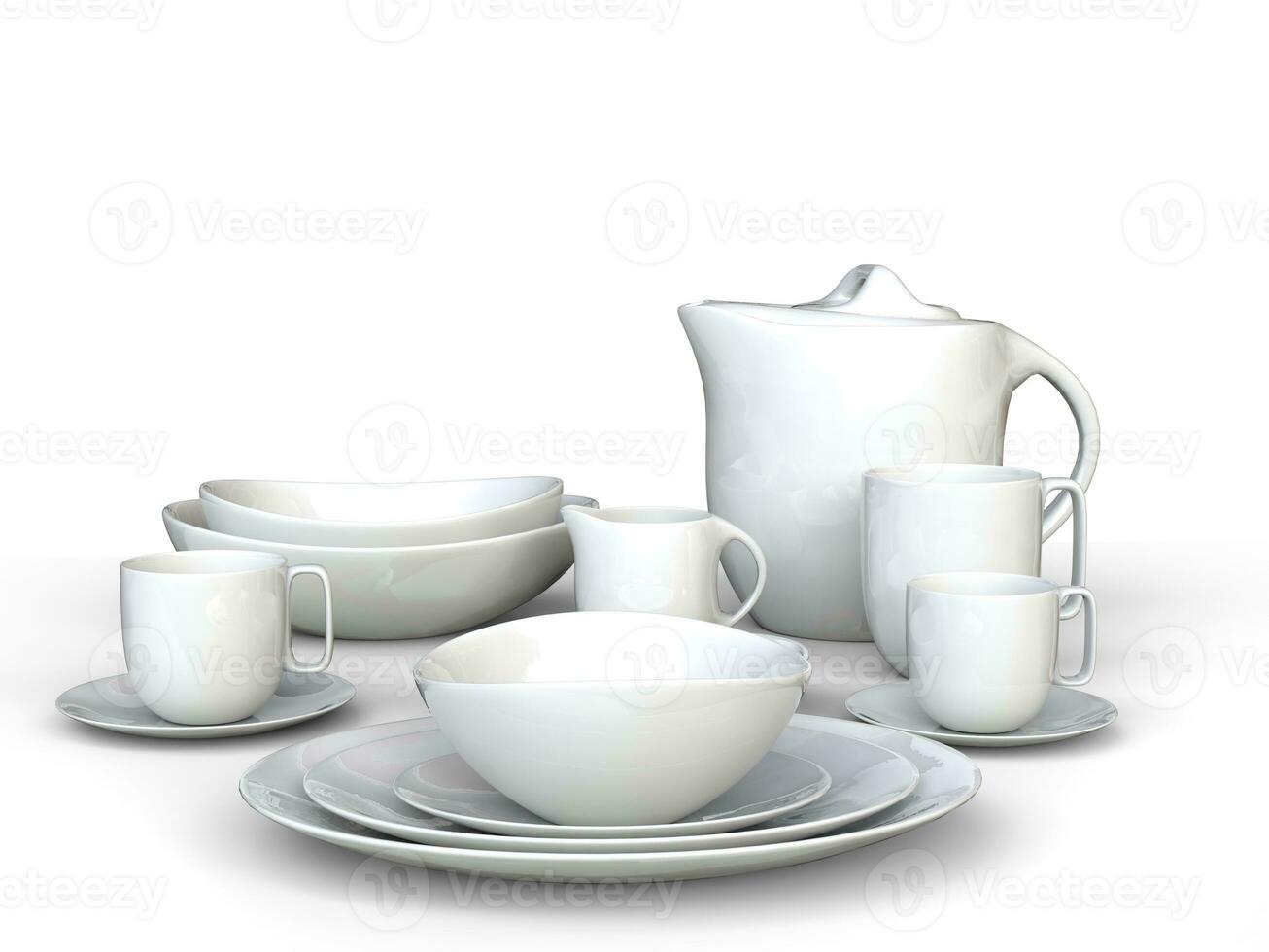 blanco cerámico té conjunto foto