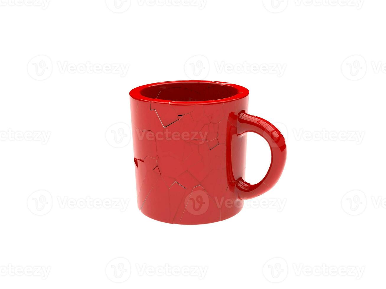 Broken red coffe or tea mug photo