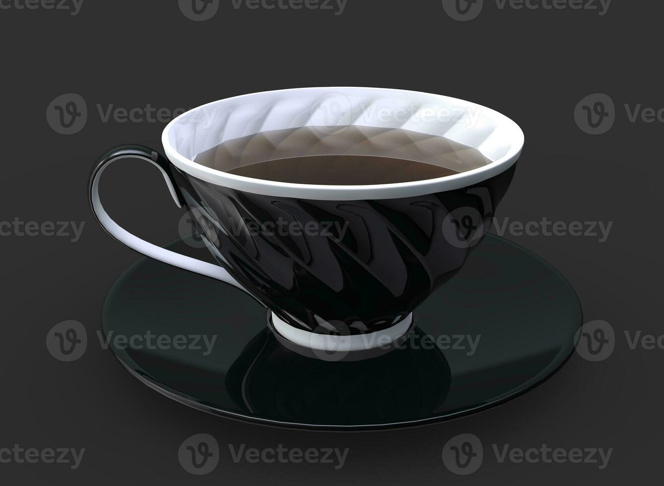 negro taza de té con blanco detalles foto
