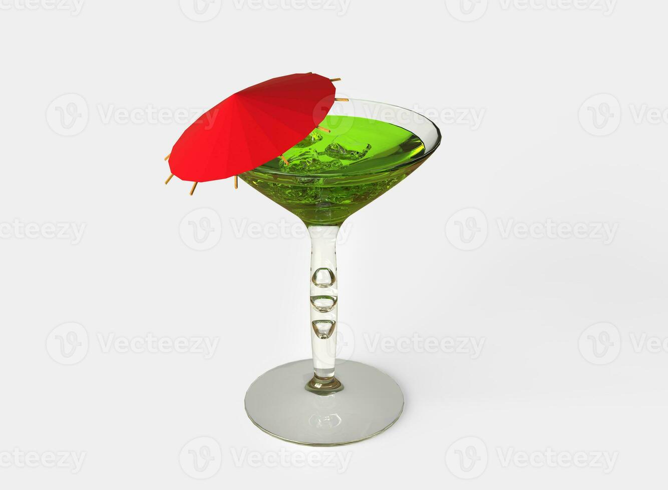 Green Cocktail Wit Red Umbrella photo