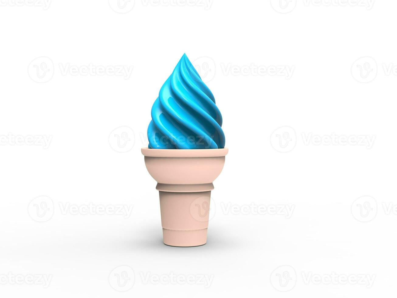 Blue ice cream in small cone photo