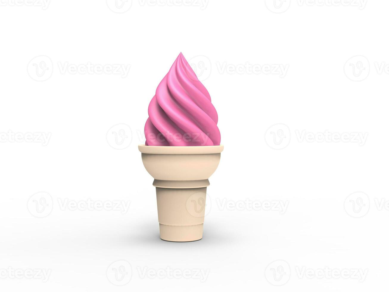 Pink ice cream in small cone photo