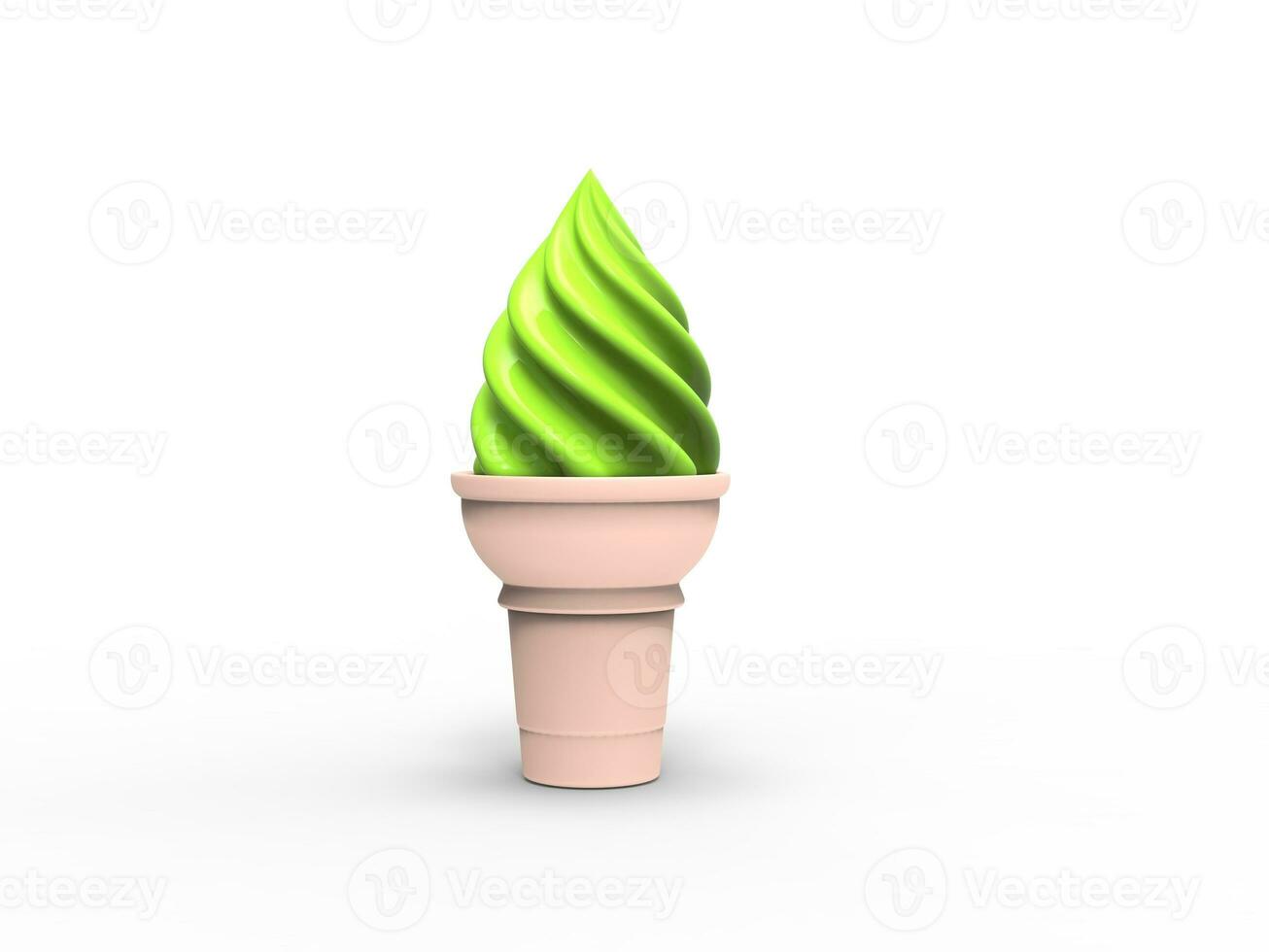 Green ice cream in small cone photo