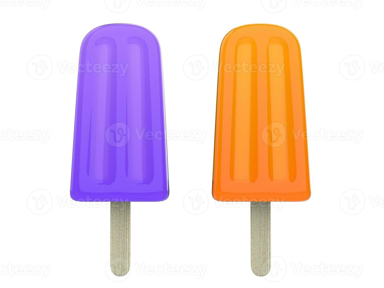 Orange and blueberry ice creams photo